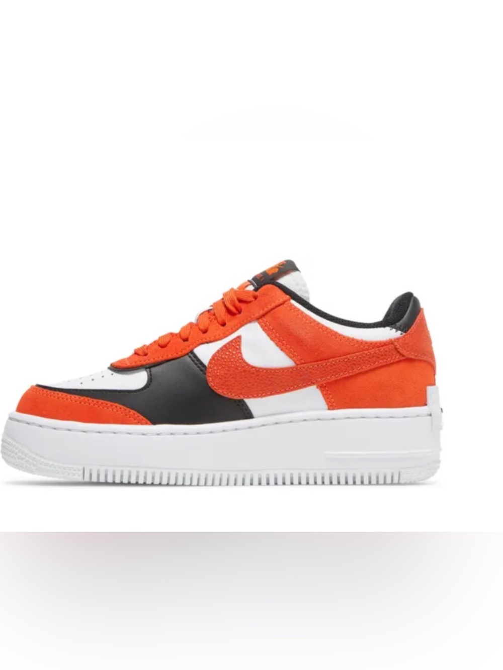 Women's Orange & Black Low-Top Air Force 1 Sneakers. Size 6.5